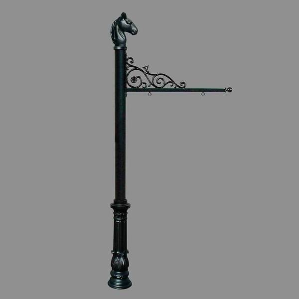 Qualarc Sign System w/Horse Head Finial & Ornate Base, Black color REPST-701-BL